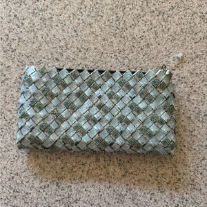 Woven Blue and Gray Clutch